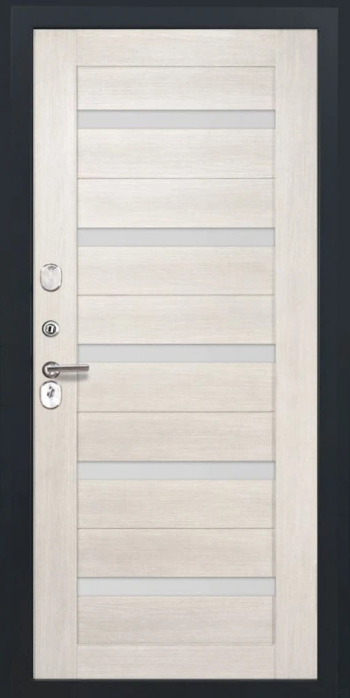 Входная дверь ДвериПРО L-Термо серебро СБ-1 (ст. белое, 16мм, беленый дуб) DPRO198294 внутренняя сторона