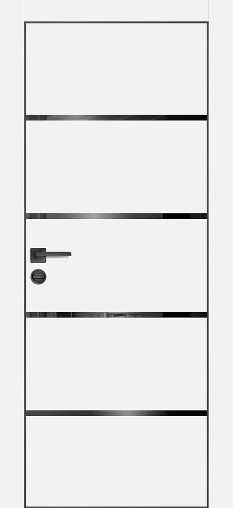 Фото Межкомнатная дверь PX-17 черная кромка с 4-х ст. Белый матовый